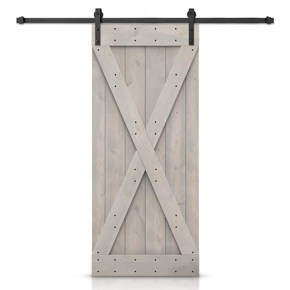 42 in. x 80 in. X Series Solid Core Silver Gray Stained DIY Wood Interior Sliding Barn Door with Hardware Kit price history on PriceWatchPro