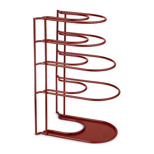 CUISINEL 15 in. Red Heavy Duty Extra Large 5-Pan and Pot Organizer 5-Tier Rack