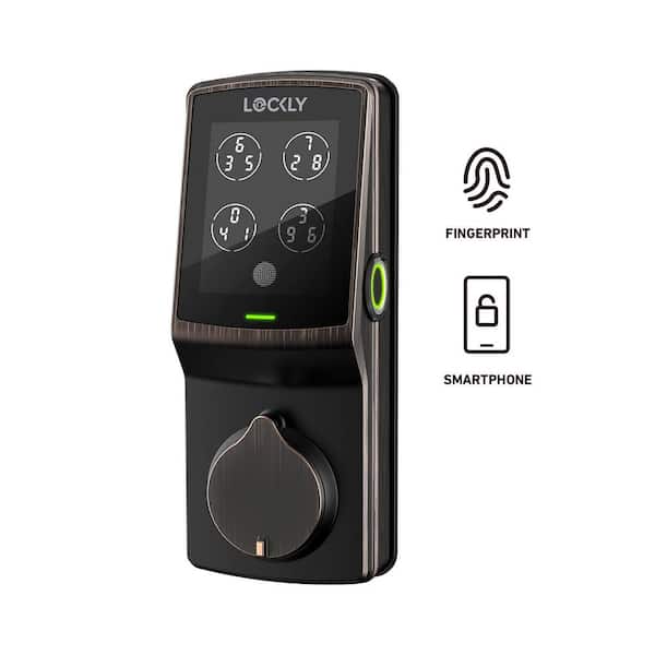 Lockly Secure Plus Venetian Bronze Deadbolt WiFi Smart Lock with 3D Fingerprint, Touchscreen Keypad, works w/ Hey Google/Alexa