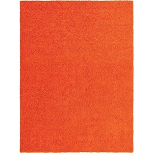 Solid Shag Tiger Orange 9 ft. x 12 ft. Area Rug