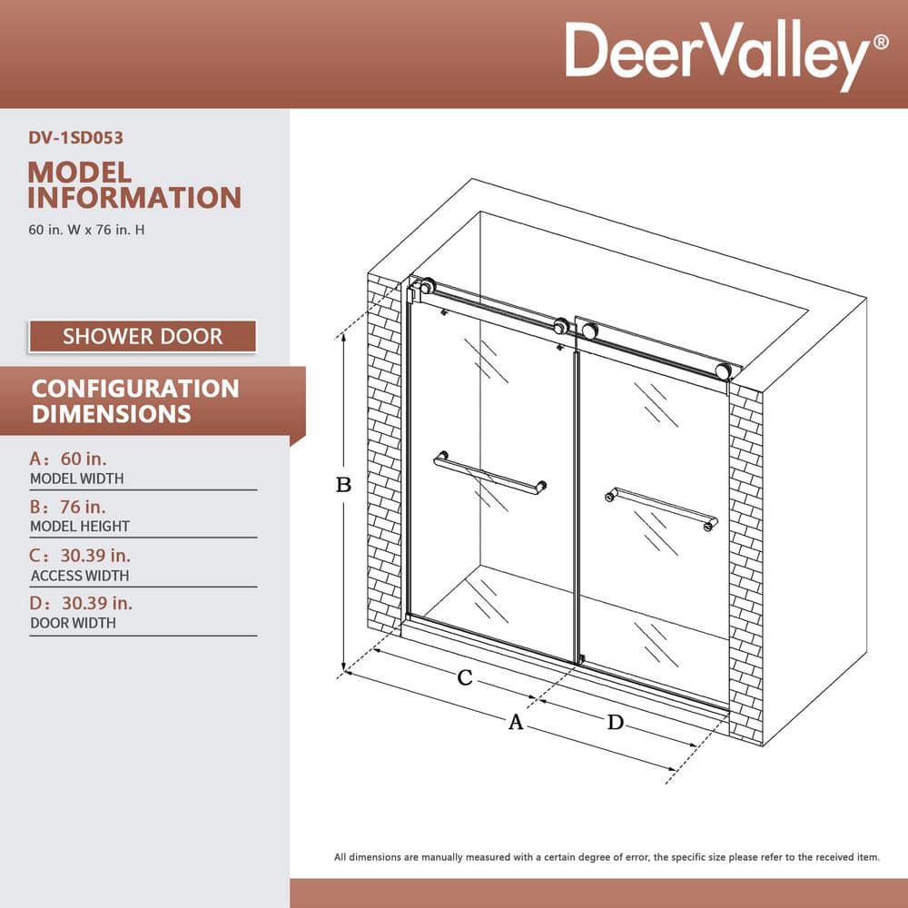 Concord 60" Frameless Sliding Shower Door with Chrome Finish