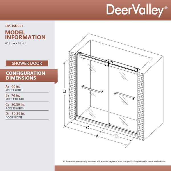 60 in. W x 76 in. H Double Sliding Frameless Shower Door in Chrome with Smooth Sliding and 3/8 in. (10 mm) Glass