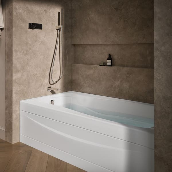 Mariposa 72 in. x 36 in. Soaking Bathtub with Left-Hand Drain in White, Integral Flange