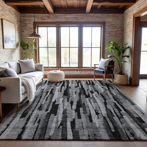 Mayfield Premium Machine Washable Abstract AMF1079 Gray 5 ft. x 7 ft. 6 in. Area Rug