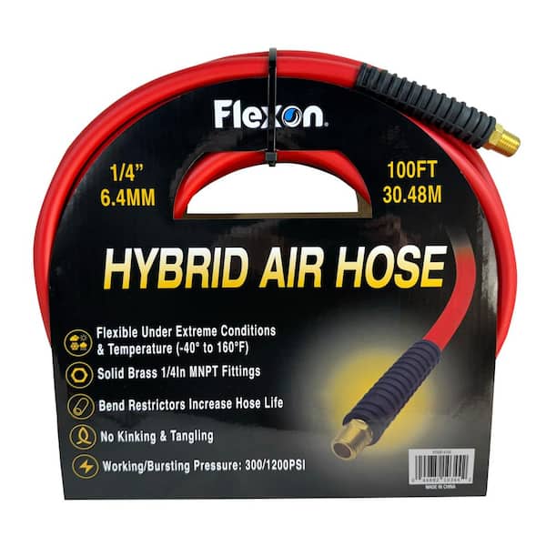 1/4 in. x 100 ft. Hybrid Air Hose with Solid MNPT Fittings