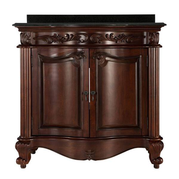 Unbranded Estates 37 in. Vanity in Rich Mahogany with Granite Vanity Top in Black