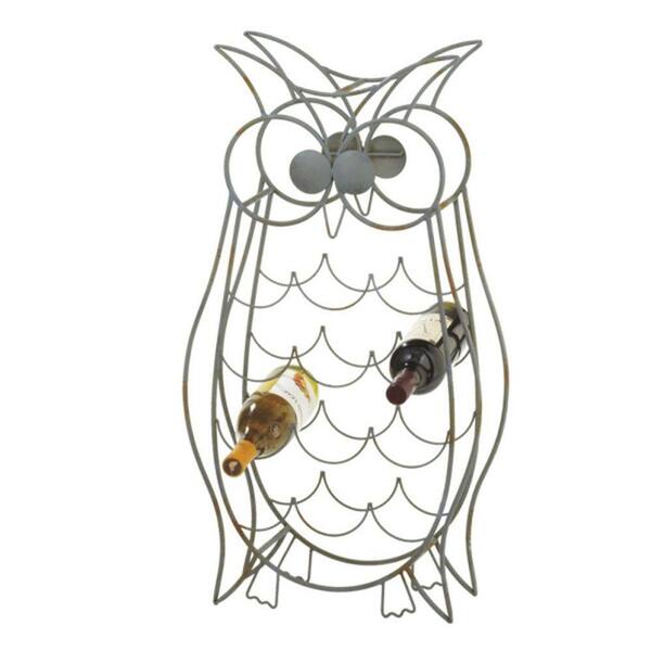 Filament Design Sundry 15.75 in. Metal Owl Wine Bottle Holder in Grey