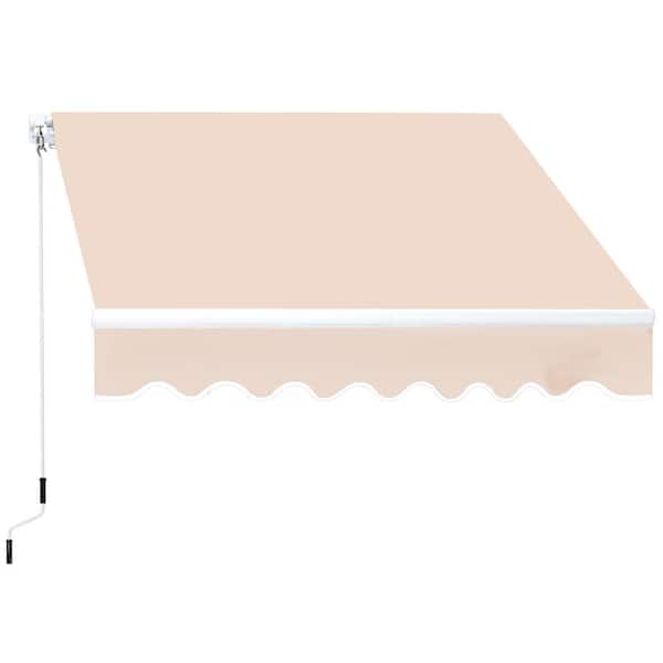 12 ft. Outdoor Retractable Awning Patio Sun Shade with UV Protection (120 in. Projection) in Beige