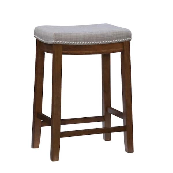 Linon Home Decor Claridge 24 in. Gray and Rustic Backless Counter Stool