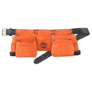 9-Pocket Children Tool Apron in Orange Suede Leather