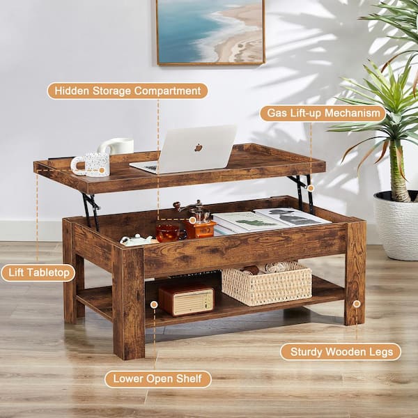 VECELO Coffee Table Lift Top Coffee Tables with Hidden