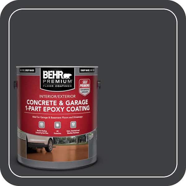 1 gal. #HDC-MD-04 Totally Black Self-Priming 1-Part Epoxy Satin Interior/Exterior Concrete and Garage Floor Paint