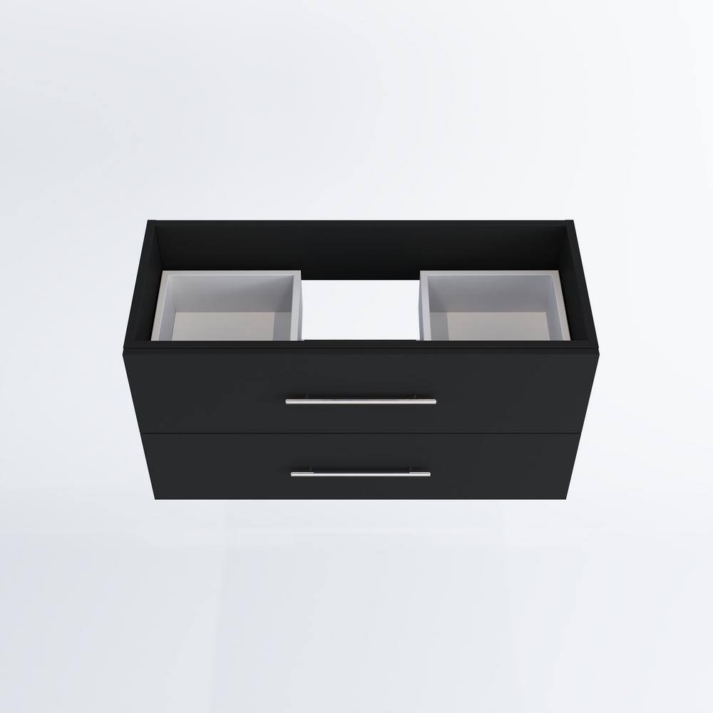 Napa 36" Black Wall-Mounted Floating Bathroom Vanity with Round Handles