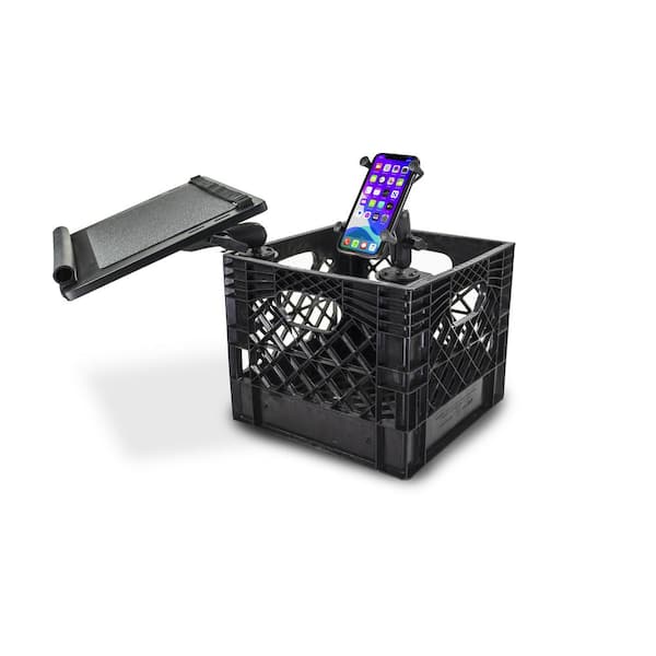 AutoExec Milk Crate Vehicle and Mobile Office Work Station with Laptop Tray and Phone Mount