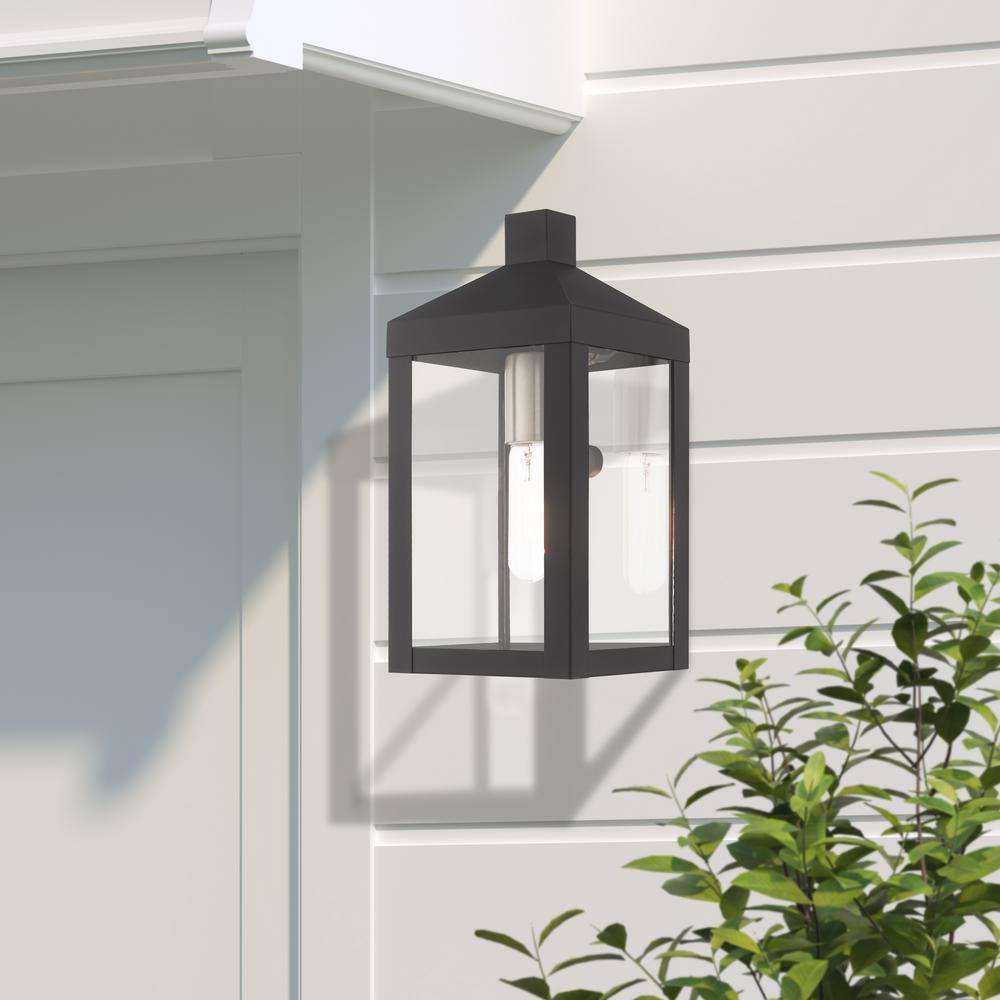 Scandinavian Gray Clear Glass Outdoor Wall Lantern Sconce
