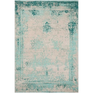 Classic Vintage Turquoise 8 ft. x 11 ft. Border Area Rug