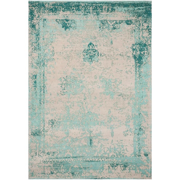 SAFAVIEH Classic Vintage Turquoise 8 ft. x 11 ft. Border Area Rug
