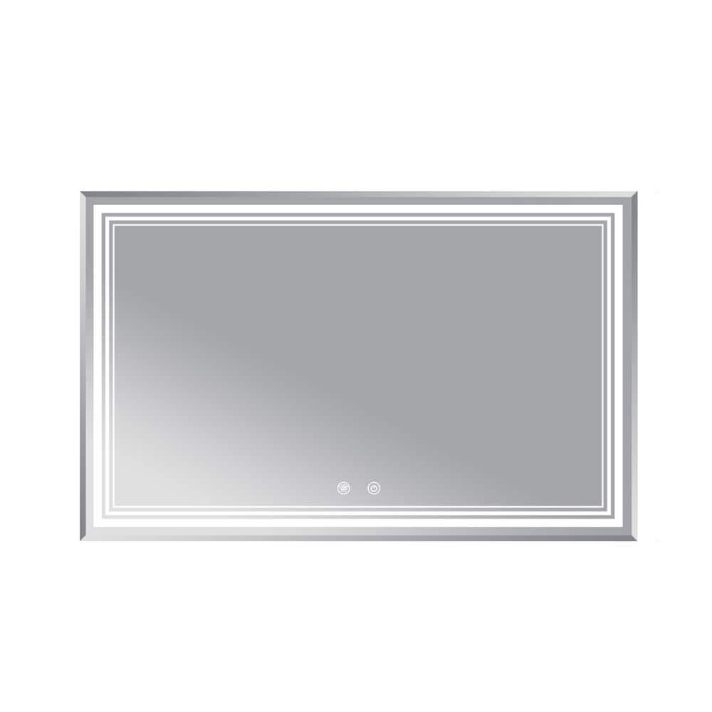 FUNKOL 48 in. W x 30 in. H Large Rectangular Framed LED Mirror Dimmable ...