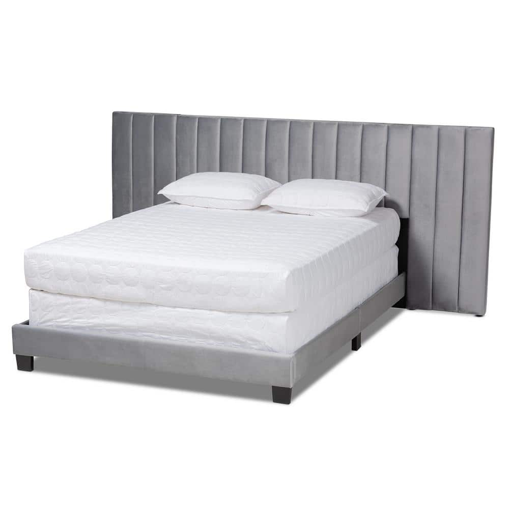 Baxton Studio Fiorenza Grey and Black Queen Panel Bed with Extra