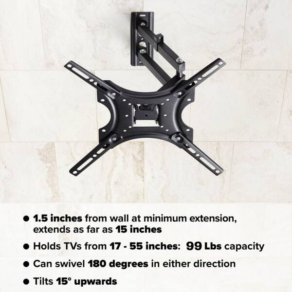 Universal Tilt TV Wall Mount Bracket – Fits 17-55 Inch Screens, VESA Up To 400x400, 55lbs Capacity