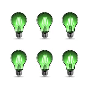 25-Watt Equivalent A19 Dimmable Filament Green Colored Glass E26 Medium Base LED Light Bulb (6-Pack)