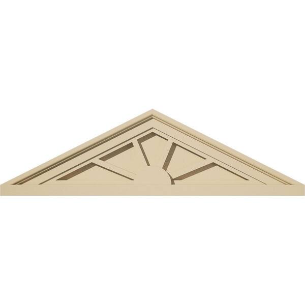 Ekena Millwork 28-in W x 8-in H x 2-in P (Pitch 6/12) Peaked Cap 4-SpokeSignature Urethane Pediment, Primed Tan