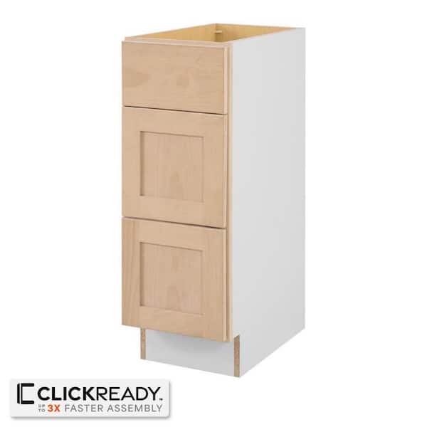 12 in. W x 21 in. D x 34.5 in. H Ready to Assemble Drawer Base Bath Cabinet in Unfinished with CLICKREADY Technology
