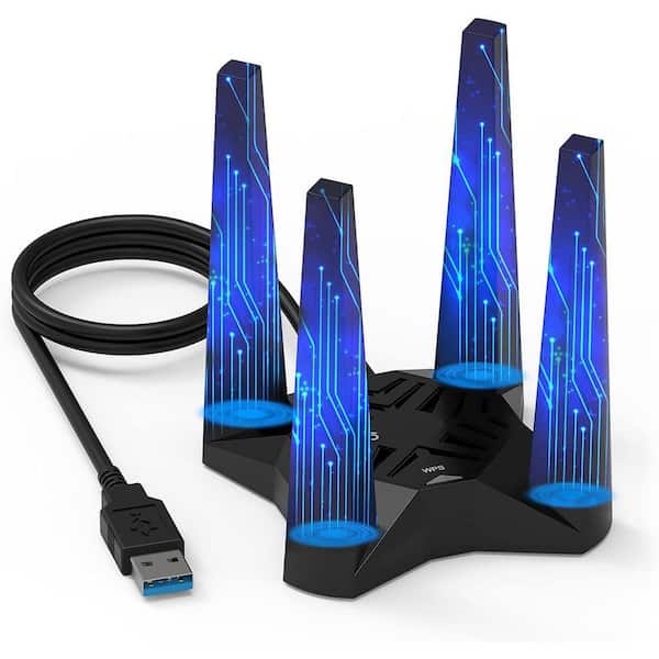 Yichuhaoxi USB WiFi Adapter AC1900 WiFi Adapter Dual Band Wireless Network Adapter in Black