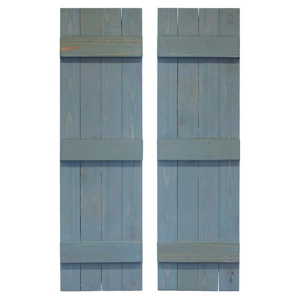 Dogberry Collections 14 in. x 72 in. Cedar Board and Batten Horizontal Slat Shutters Pair