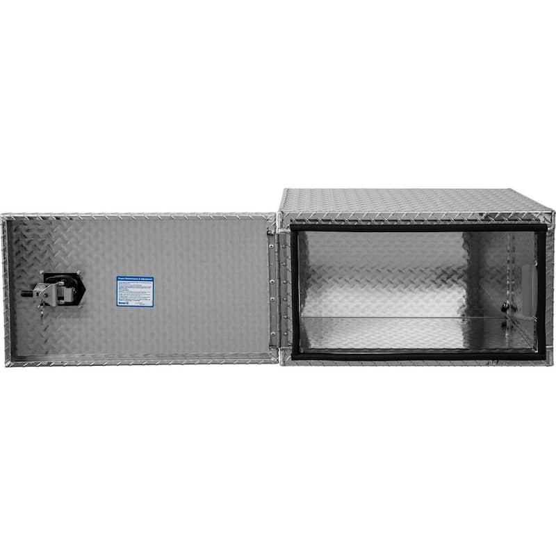 18 in. x 18 in. x 30 in. Diamond Plate Tread Aluminum Underbody Truck Tool Box with Barn Door