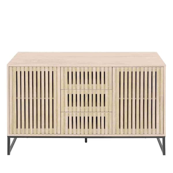 Miscool Anky 47.24 in. W x 15.75 in. D x 31.1 in. H Brown Particle Board Freestanding Bathroom Linen Cabinet in Natural