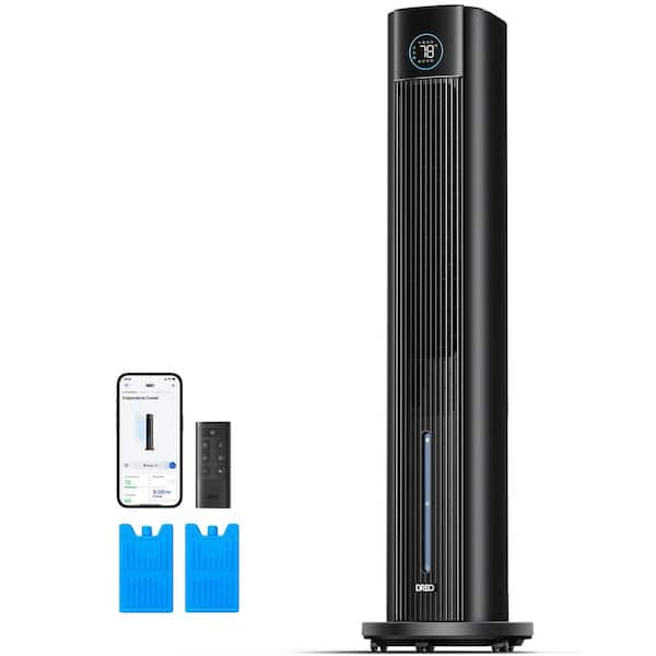 1327 CFM 4-Speed Portable Evaporative Cooler with 85° Oscillation, 12-H Timer in Black