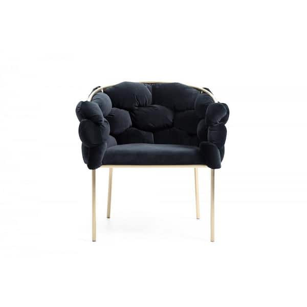 HomeRoots Valerie Black Fabric Armchair Set of 1