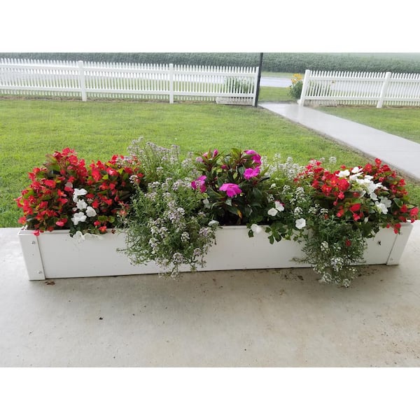 8.5 in. x 48 in. x 6 in White Vinyl Raised Garden Bed