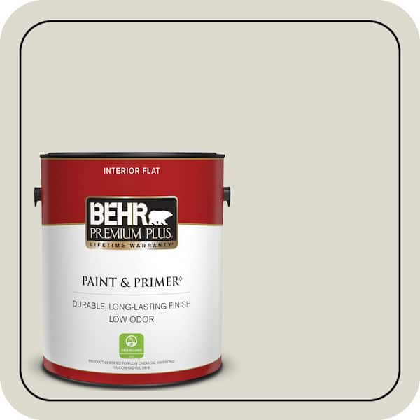 BEHR PREMIUM PLUS 1 gal. #790C-2 Silver Drop Flat Low Odor Interior Paint & Primer