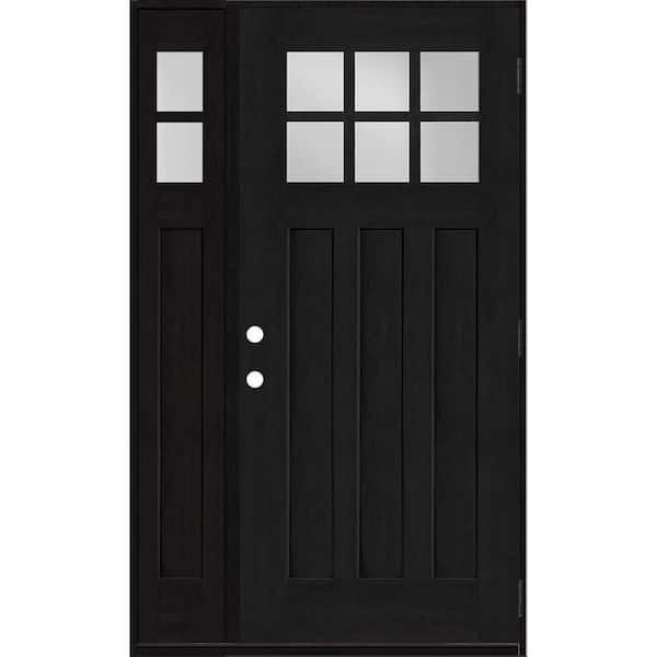 Regency 53 in. x 80 in. 6-Lite Top Lite Clear Glass LHOS Onyx Mahogany Fiberglass Prehung Front Door 14 in. Side Lite