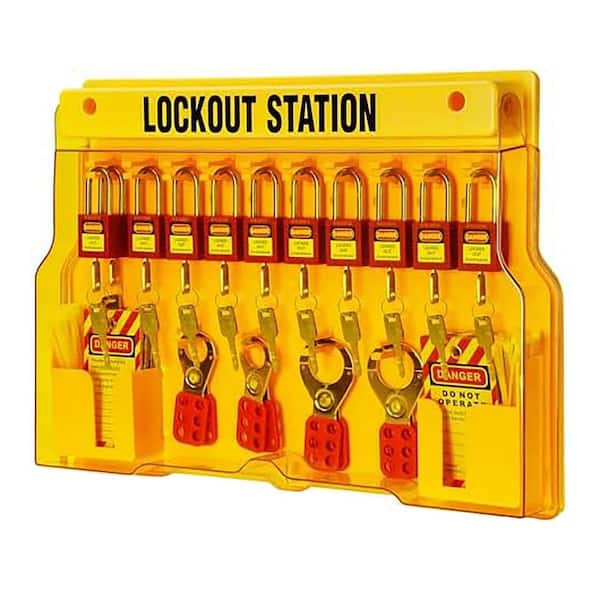 Vrbgify Lockout Tagout Station 15.47 x 21.96 x 1.73 in. Yellow Closable ...