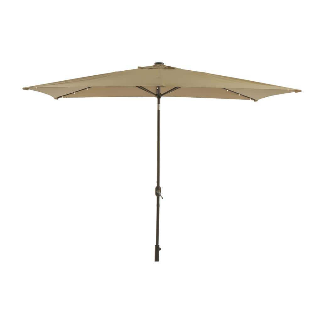10 ft. x 6.5 ft. Aluminum Market Patio Umbrella with LED Light in Sand Colo