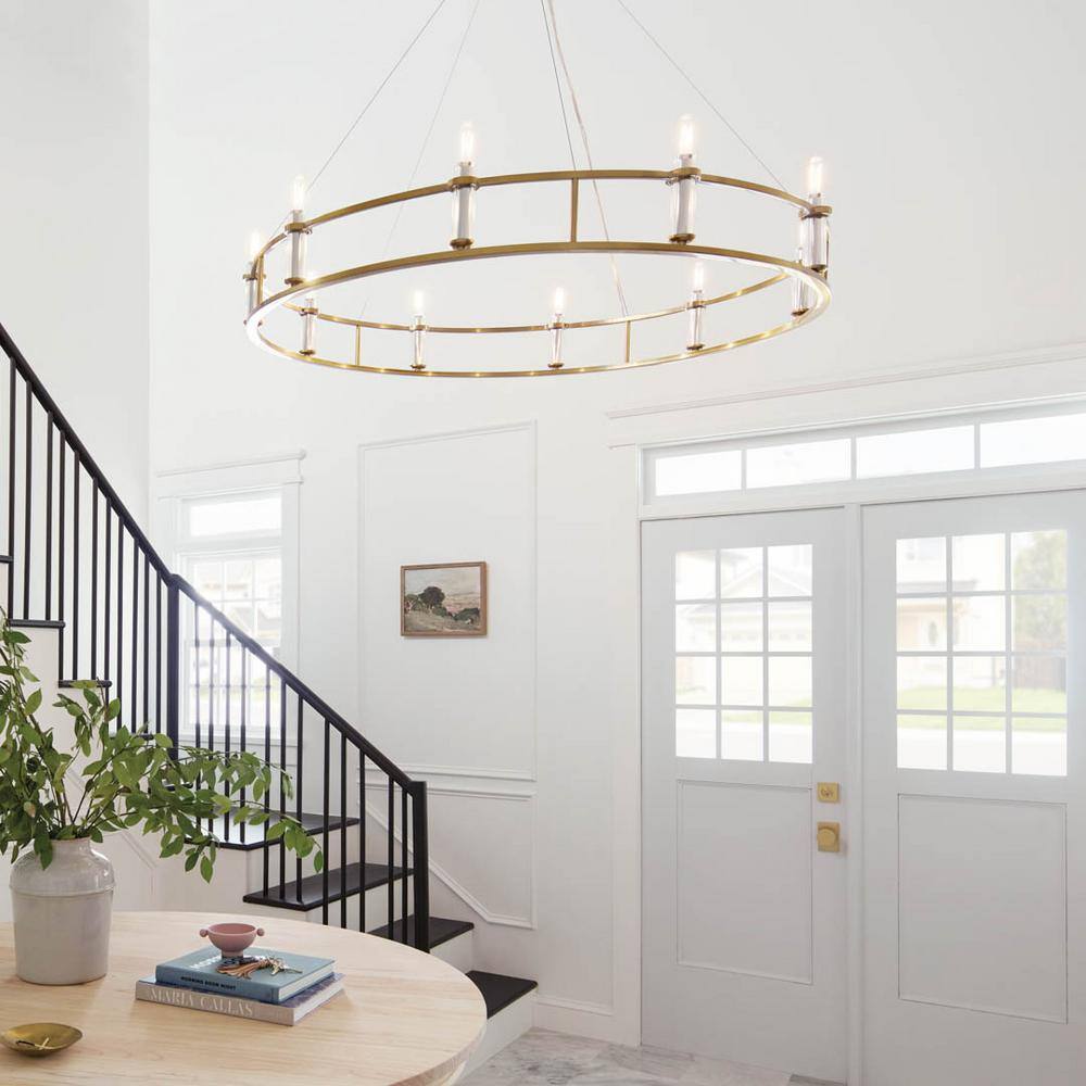 Rosalind Brushed Natural Brass 10-Light Traditional Chandelier