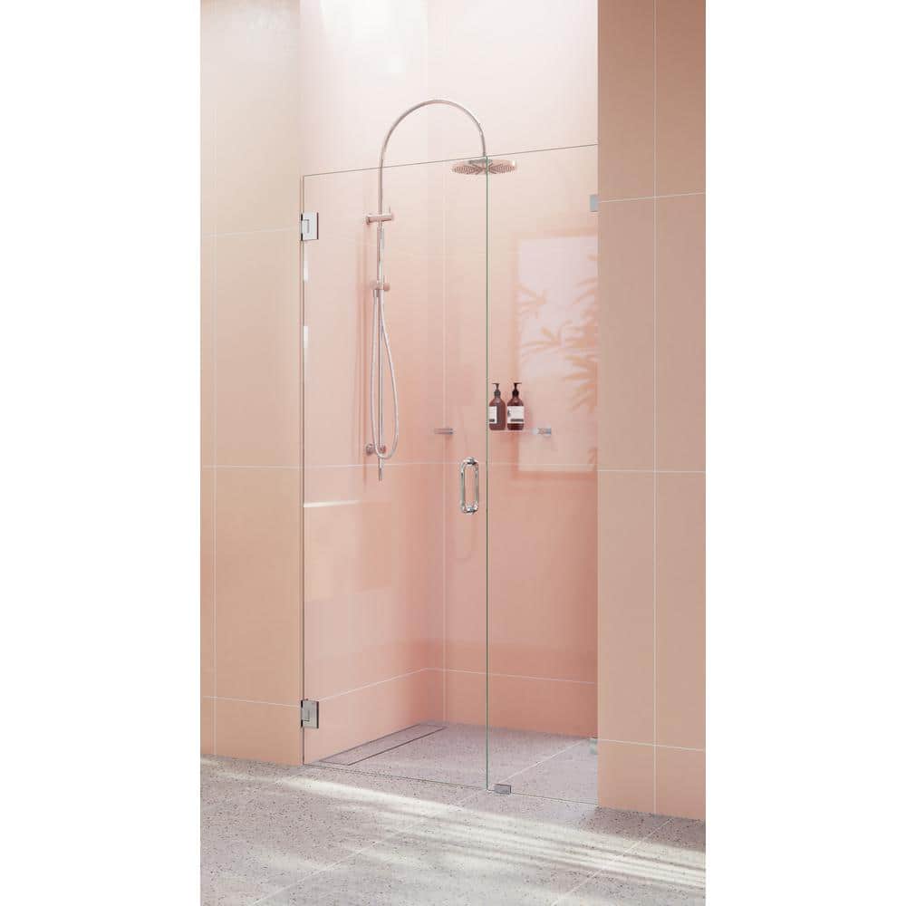 Illume 40" x 78" Frameless Clear Glass Shower Door with Polished Chrome Finish