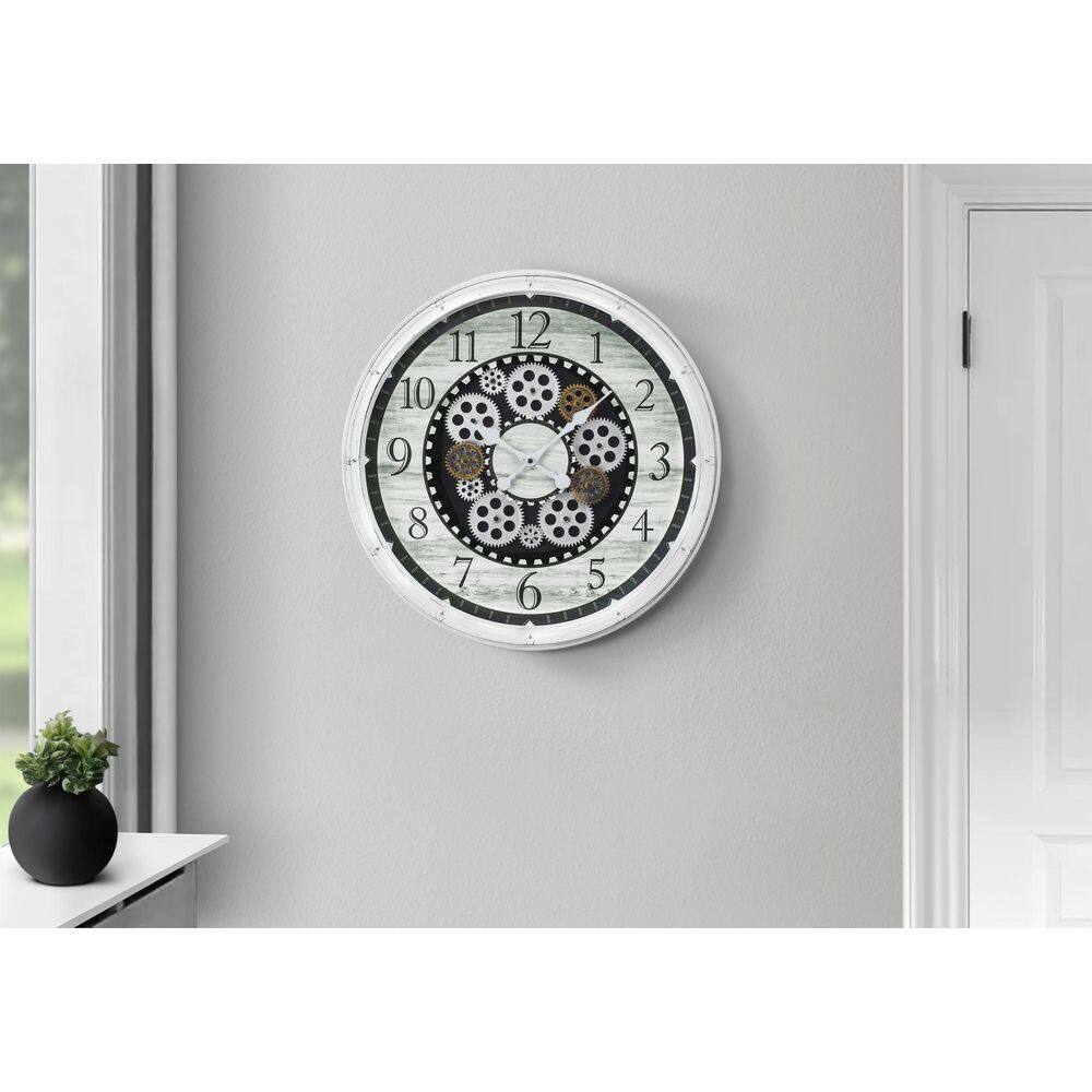 20 in. Round Transitional White Analog Wall Clock CKJY2308-W - The Home ...