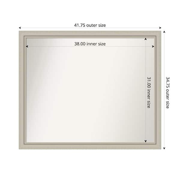 Amanti Art Romano Silver Narrow 41.75 in. x 34.75 in. Custom Non-Beveled Wood Framed Bathroom Vanity Wall Mirror