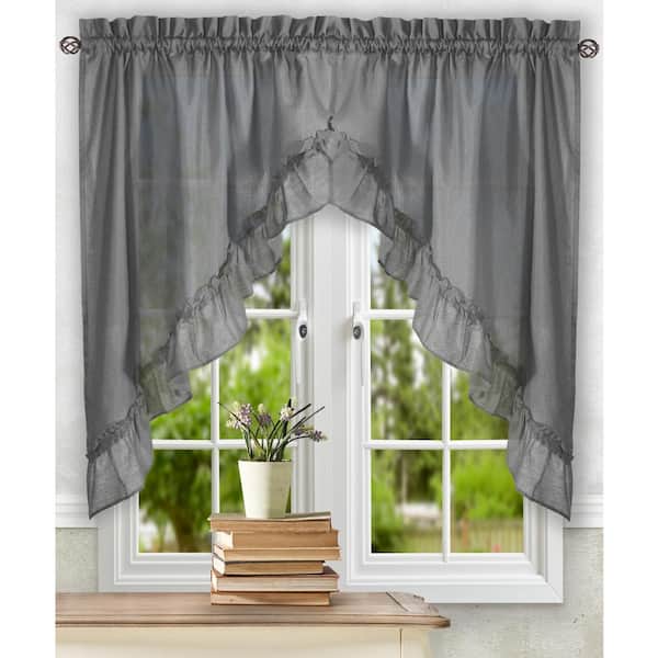 Ellis Curtain Stacey 38 in. L Polyester/Cotton Swag Valance Pair in Grey