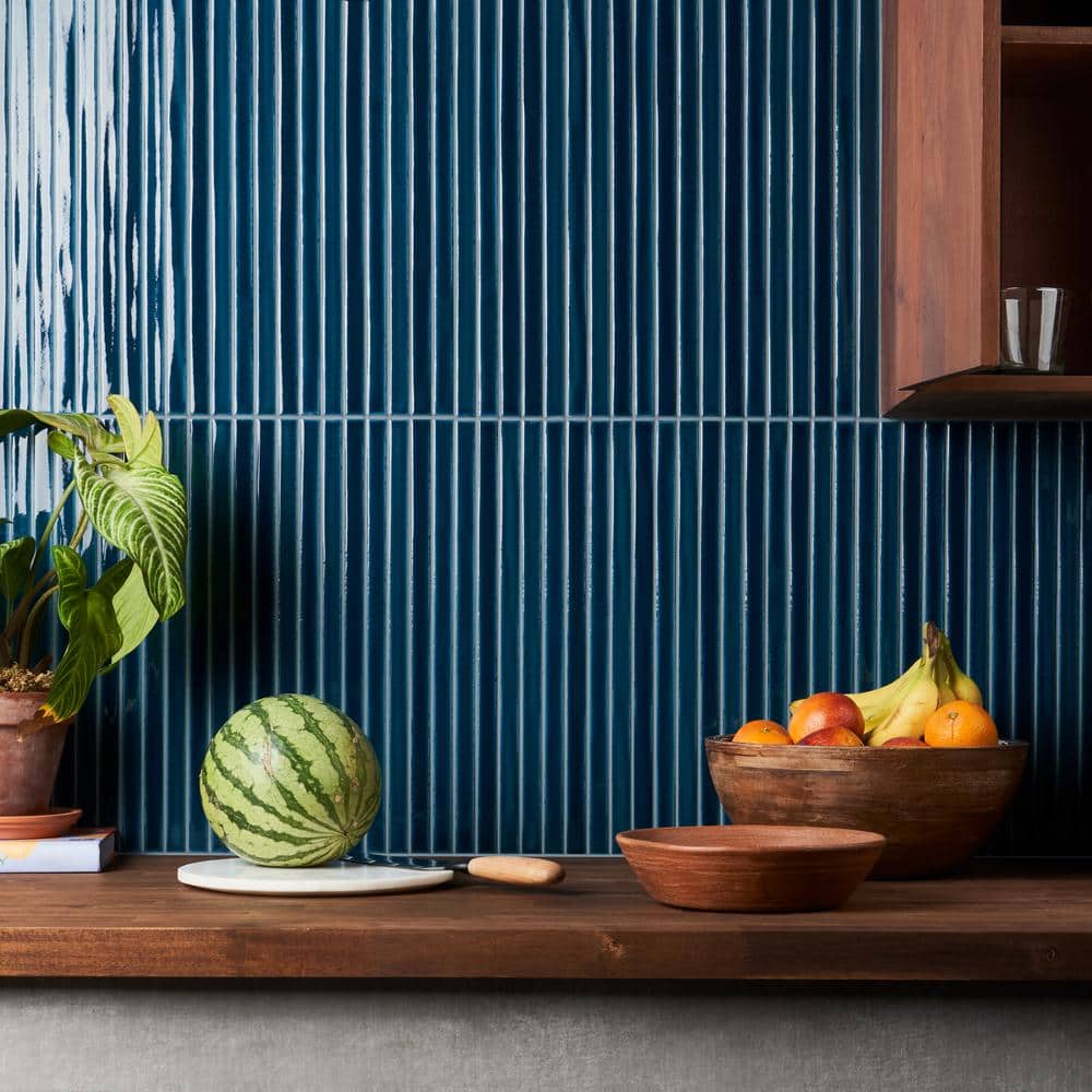 Sapphire Blue Glossy Ceramic Mosaic Wall Tile Sheet