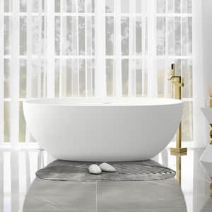 65 in. x 29.5 in. Soaking Bathtub with Center Drain in White/Polished Chrome
