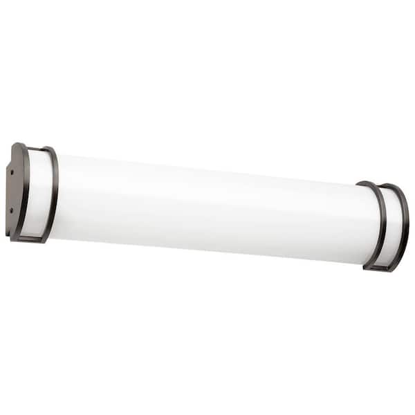 Sunlite 24 in. 1-Light Oil Rubbed Bronze Half Cylinder LED Vanity Light with Color Temperature Options 3000K, 4000K, 5000K