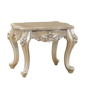 30.5 in. Silver Rectangle Marble End Table with Wooden Frame