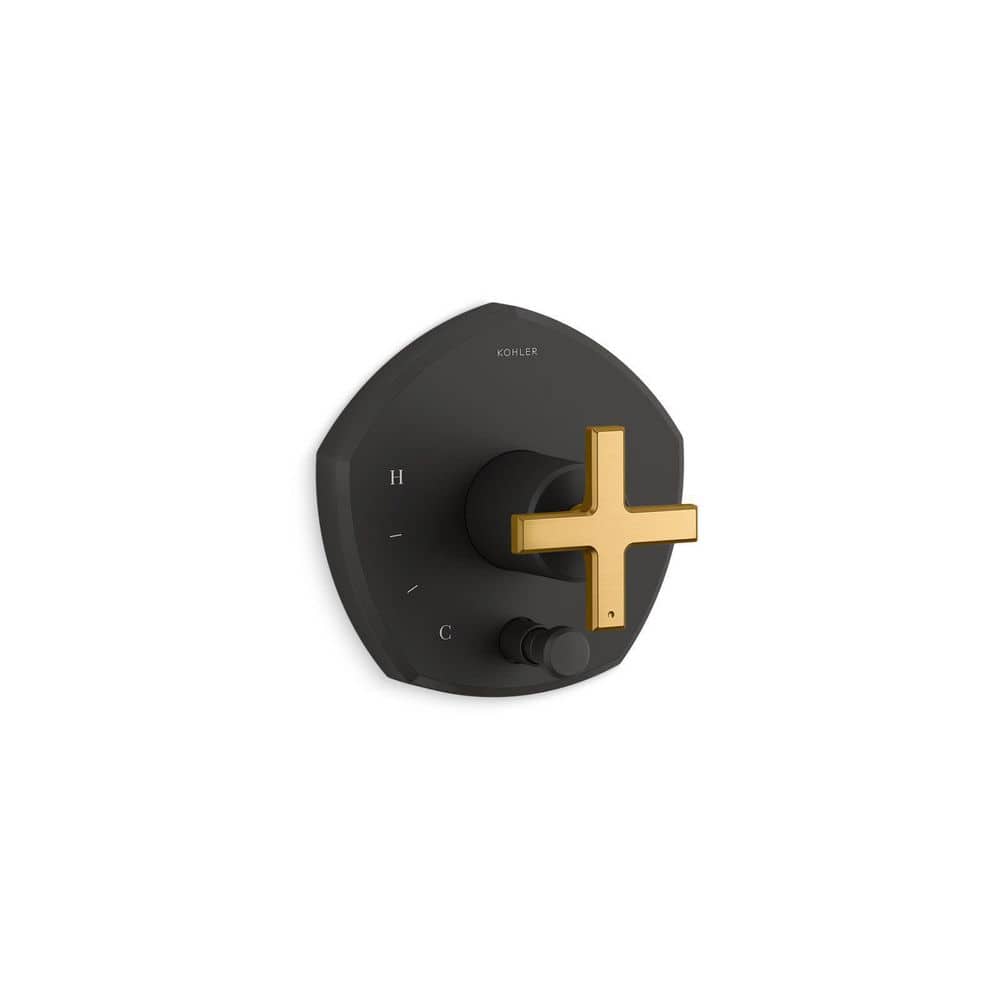 Occasion 1-Handle Wall Mount Valve Handle Trim Kit in Matte Black with Brushed Moderne Brass (Valve Not Included) price history on PriceWatchPro