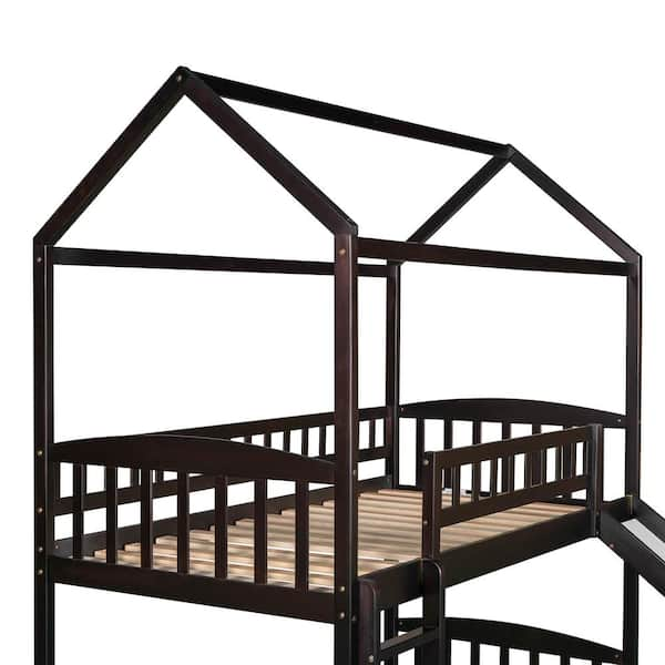 Harper & Bright Designs Espresso Twin Size House Loft Bed with