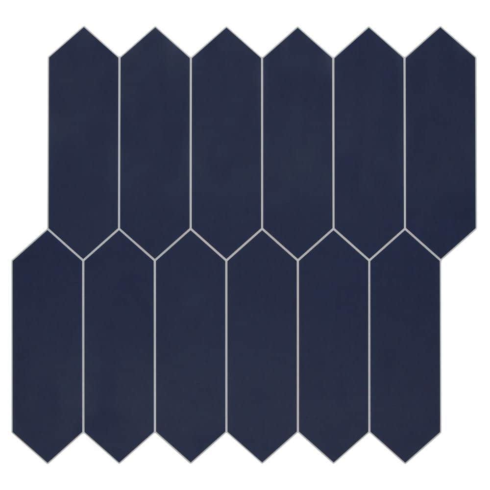 Navy Blue Hexagonal Peel and Stick Mosaic Tile Sheet